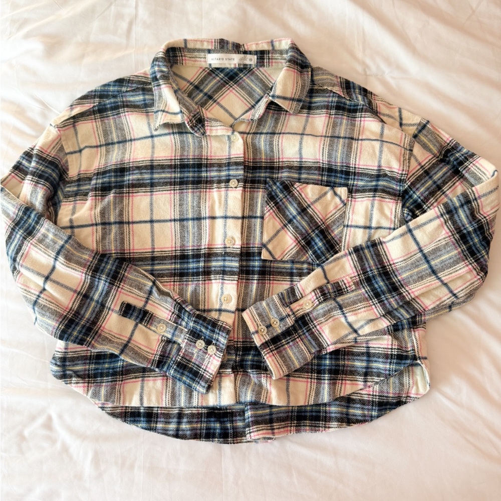 Altar’d State Oakley Flannel Button Up Blouse Size XS